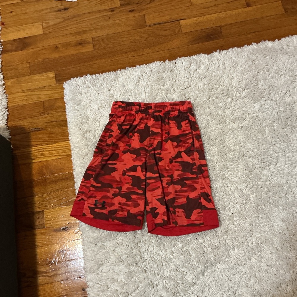 Red Camouflage Kids Shorts